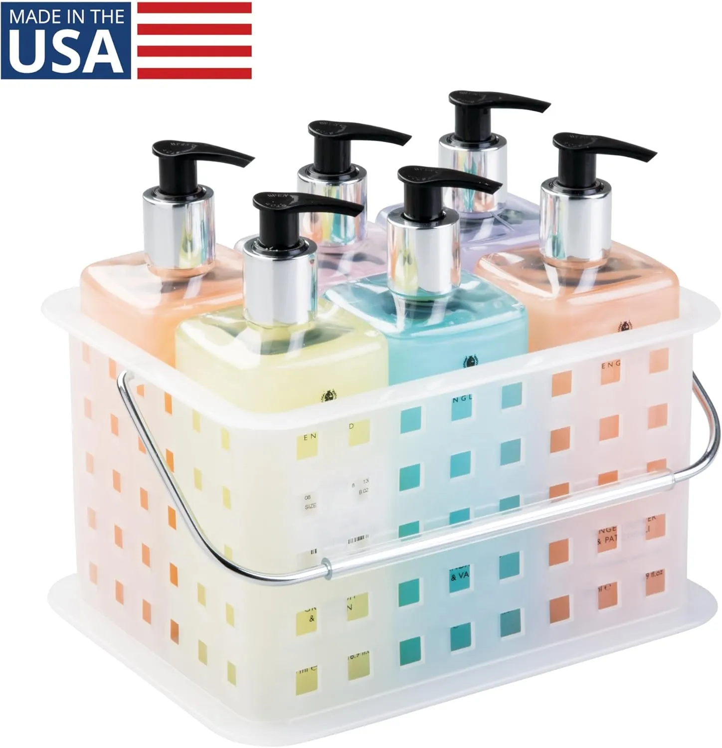 iDesign Shower Caddy Basket with Handle for Bathroom or College Dorm, Clear/Frost, Made in USA