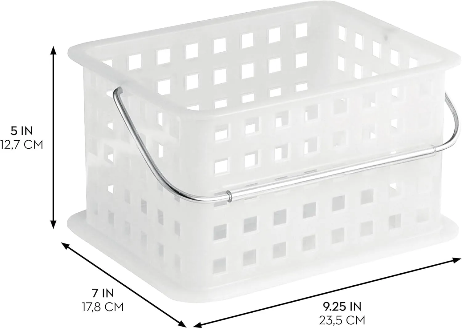 iDesign Shower Caddy Basket with Handle for Bathroom or College Dorm, Clear/Frost, Made in USA