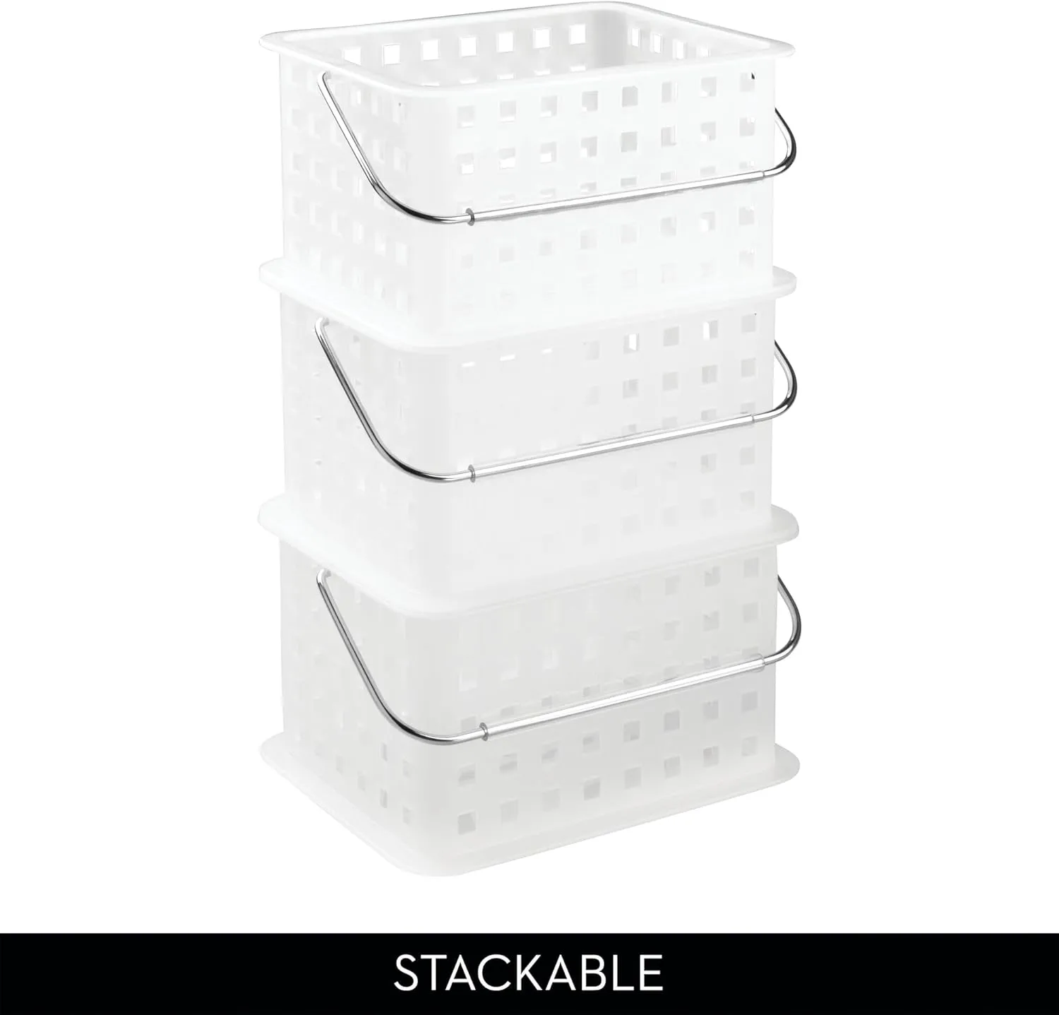 iDesign Shower Caddy Basket with Handle for Bathroom or College Dorm, Clear/Frost, Made in USA