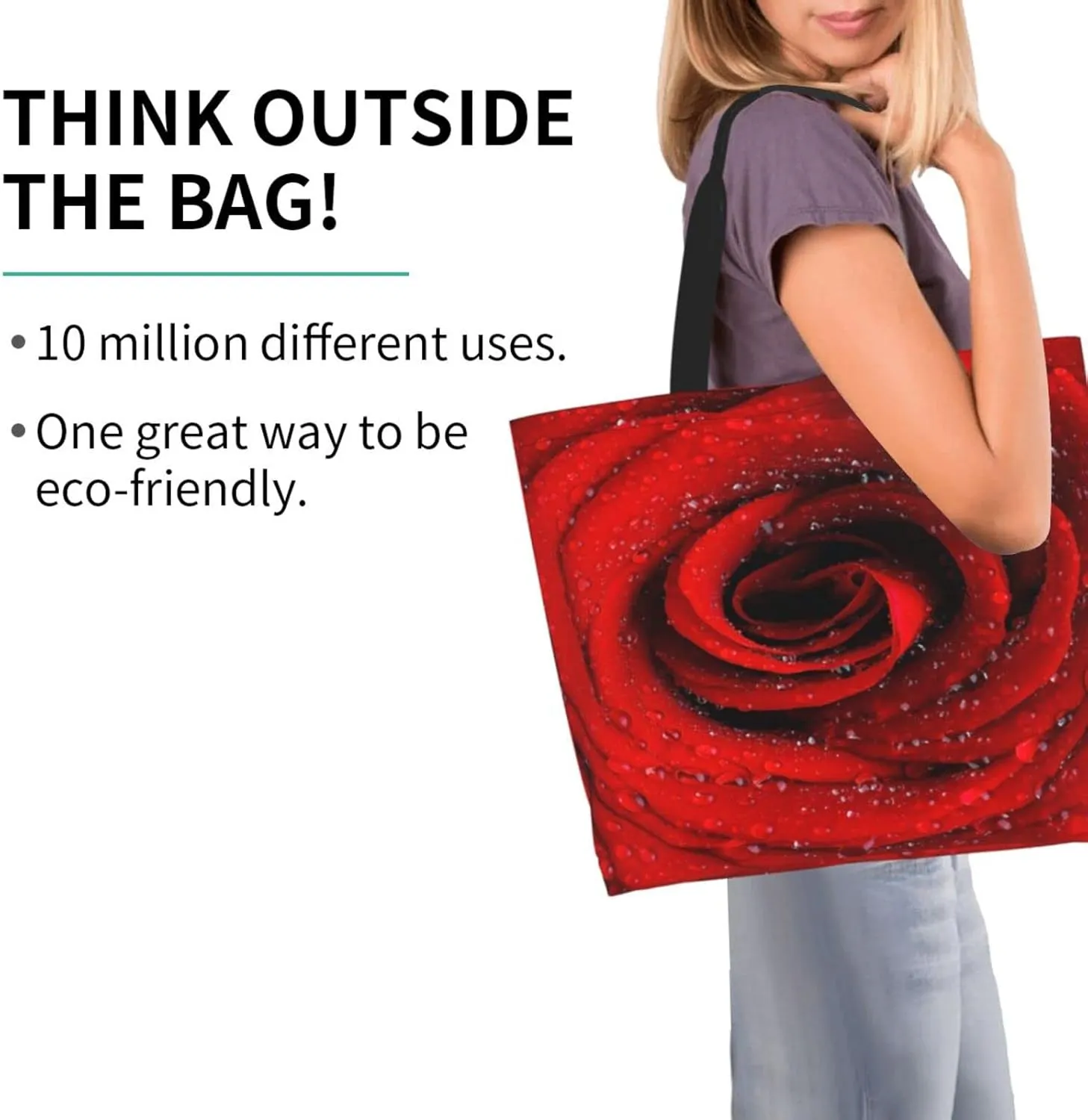 IMPCOKRU Large Tote Bag for Women Reuseable Handbag,Double Sided Priting Grocery Bag Foldable for Shopping Travel Activity