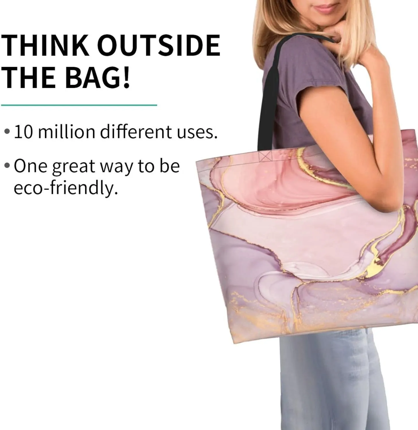 IMPCOKRU Large Tote Bag for Women Reuseable Handbag,Double Sided Priting Grocery Bag Foldable for Shopping Travel Activity