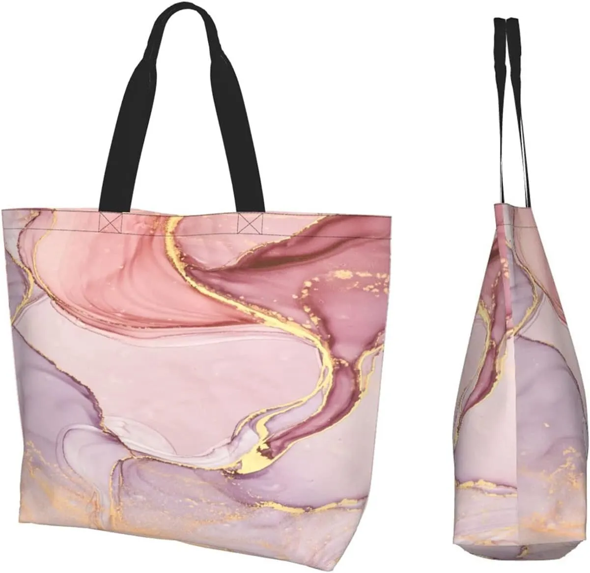 IMPCOKRU Large Tote Bag for Women Reuseable Handbag,Double Sided Priting Grocery Bag Foldable for Shopping Travel Activity