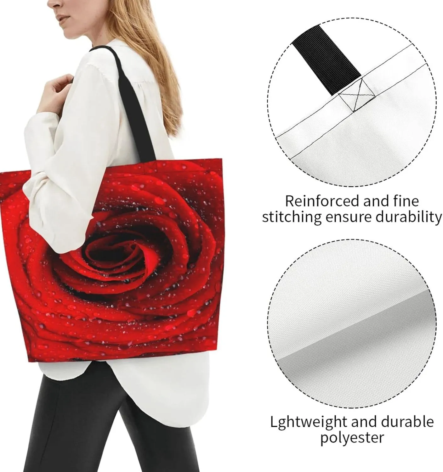 IMPCOKRU Large Tote Bag for Women Reuseable Handbag,Double Sided Priting Grocery Bag Foldable for Shopping Travel Activity