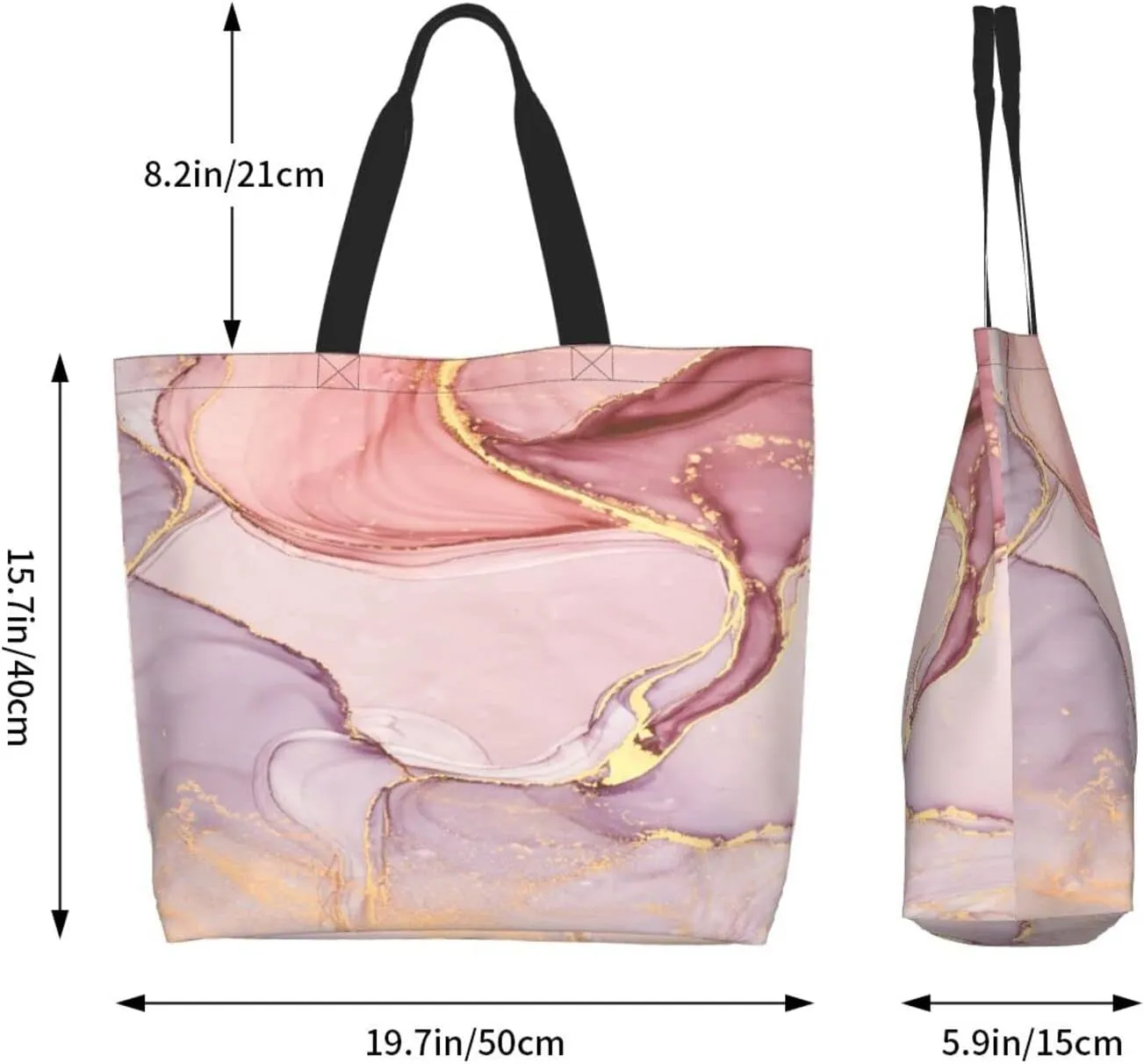 IMPCOKRU Large Tote Bag for Women Reuseable Handbag,Double Sided Priting Grocery Bag Foldable for Shopping Travel Activity