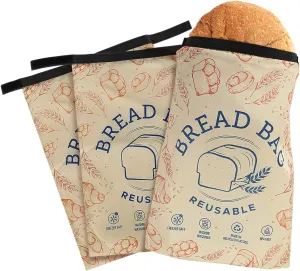 IMPRESA [3 Pack] Reusable Bread Bags - Double Seal Bread Freezer Bags to Lock in Freshness - Dishwasher & Washing Machine Safe - Homesteading Essentials