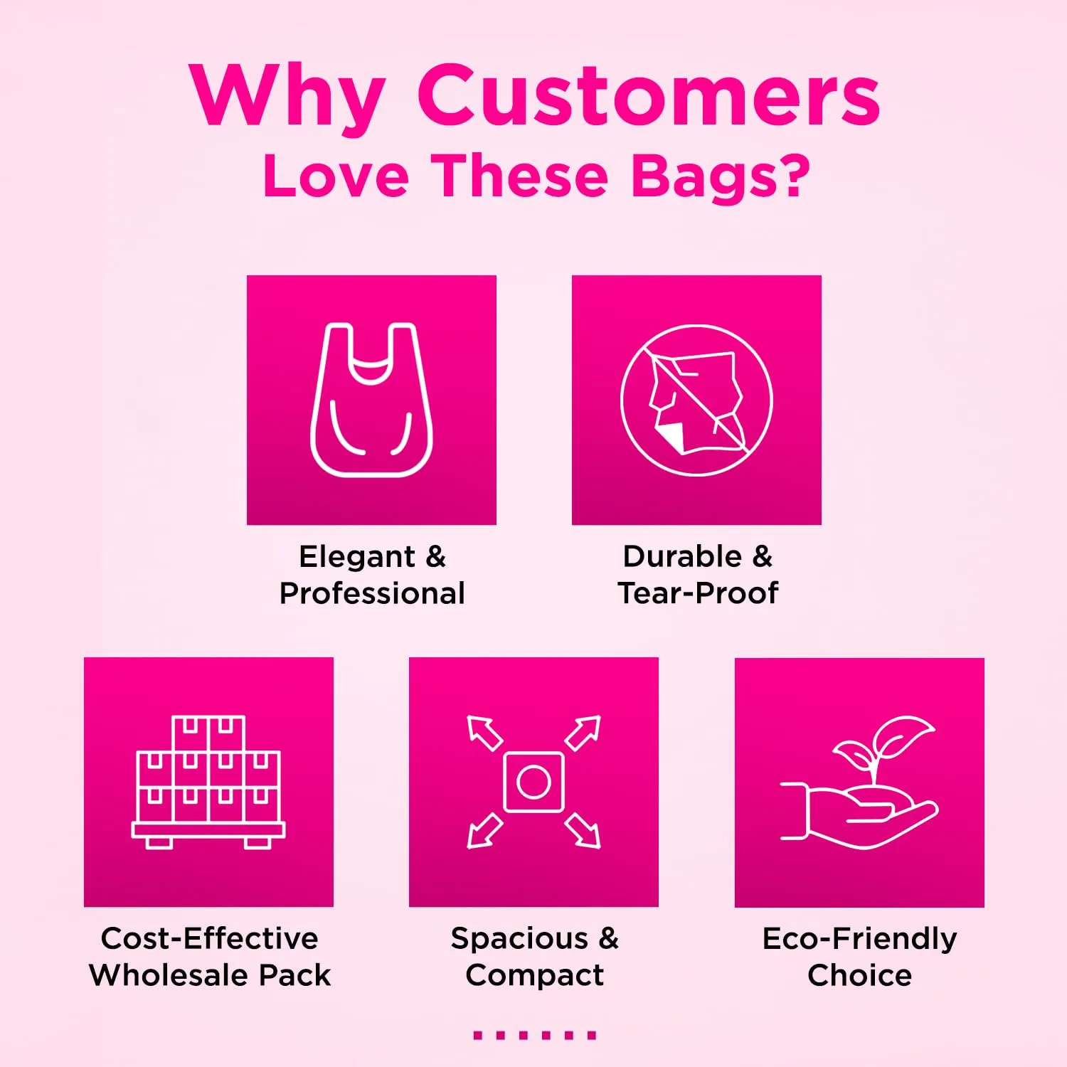 Infinite Pack Plastic Bag with Die Cut Handle - Choose Size (Pink, 16" X 18", PACK OF 500)