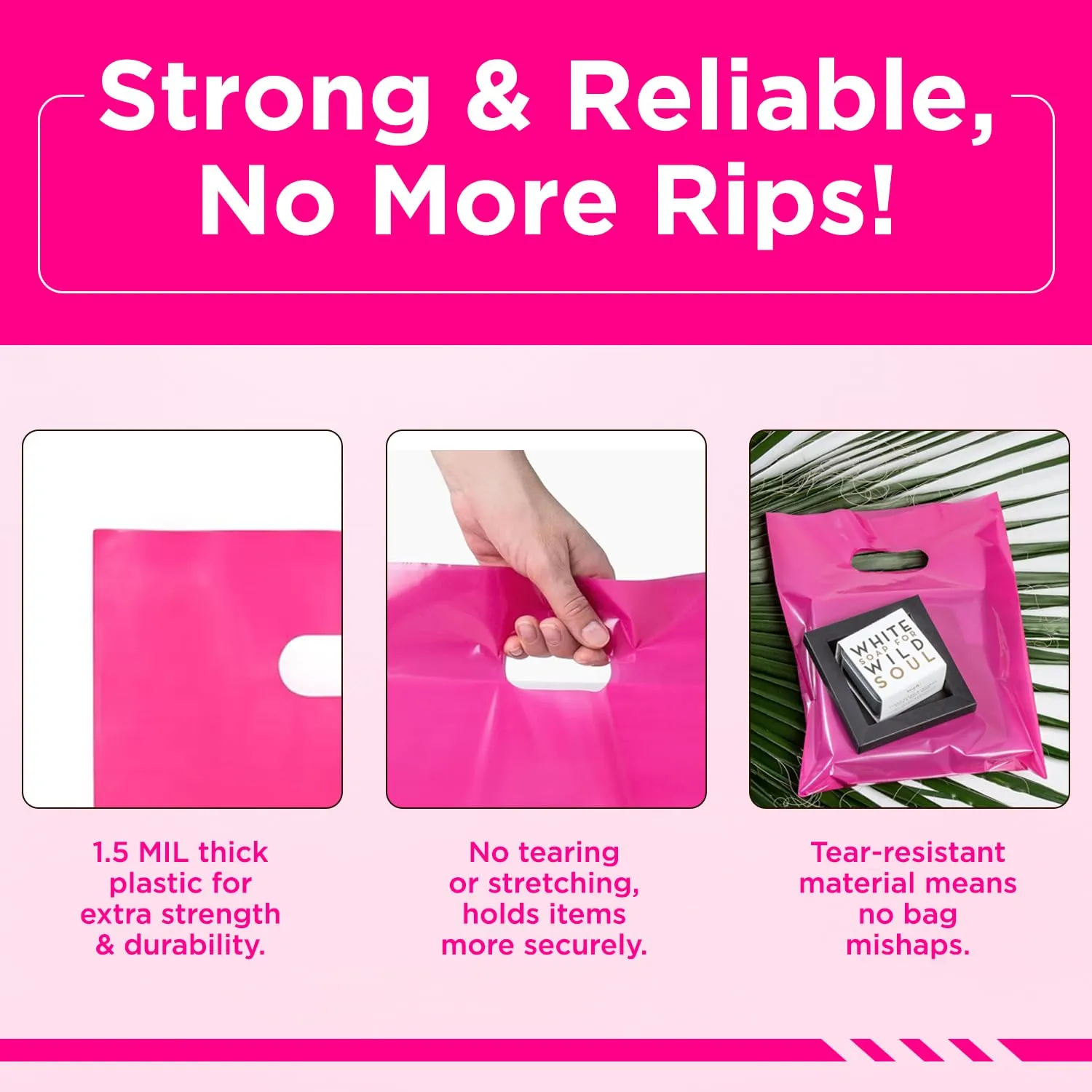 Infinite Pack Plastic Bag with Die Cut Handle - Choose Size (Pink, 16" X 18", PACK OF 500)