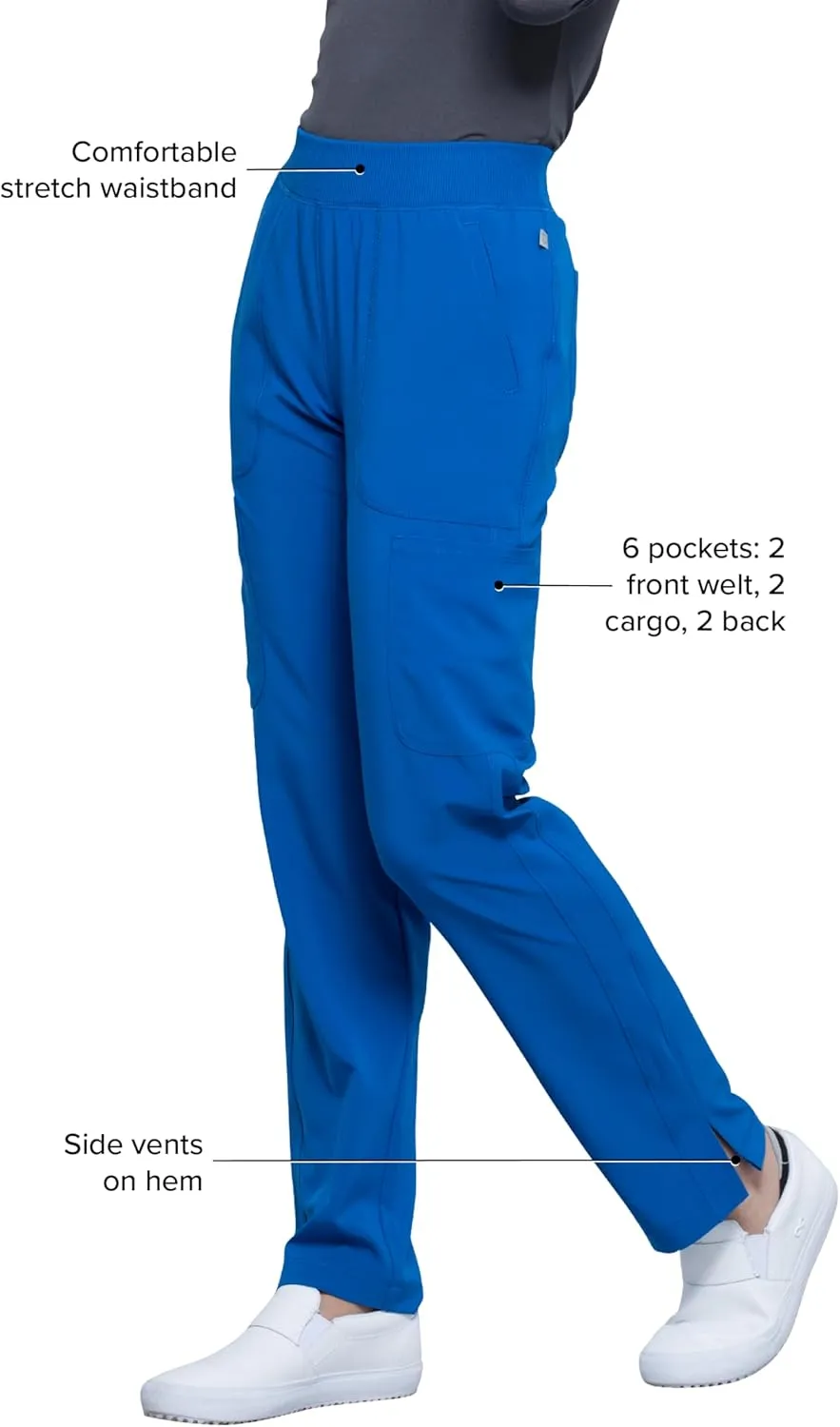 Infinity Cherokee Women's Scrub Pant Mid Rise Tapered Leg Pull-on Bottom with Moisture Wicking & 360° Stretch Fabric CK065A