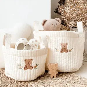 INS Baby Bags Cute Bear Embroidery Diaper Bag Caddy Nappy Cart Storage Mummy Maternity Bag