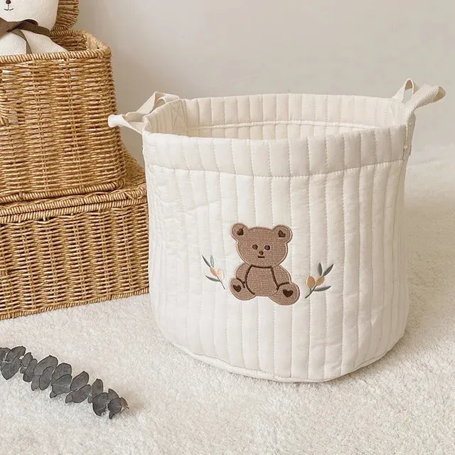 INS Baby Bags Cute Bear Embroidery Diaper Bag Caddy Nappy Cart Storage Mummy Maternity Bag