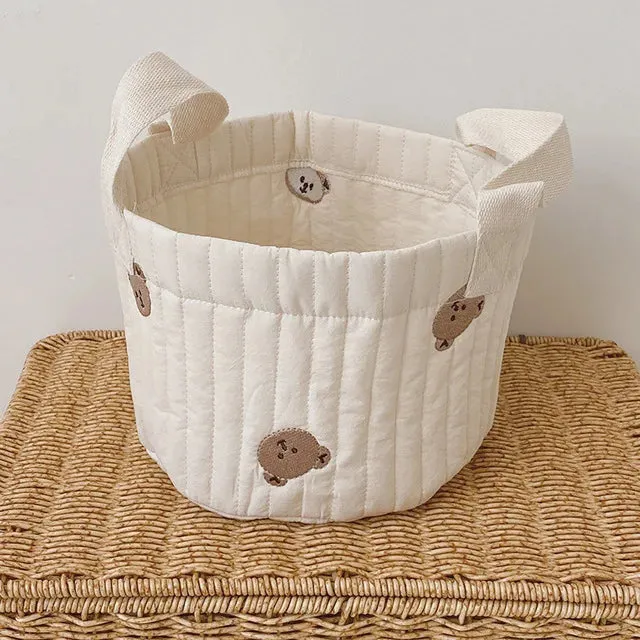 INS Baby Bags Cute Bear Embroidery Diaper Bag Caddy Nappy Cart Storage Mummy Maternity Bag