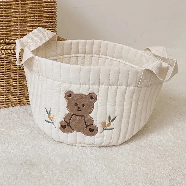 INS Baby Bags Cute Bear Embroidery Diaper Bag Caddy Nappy Cart Storage Mummy Maternity Bag