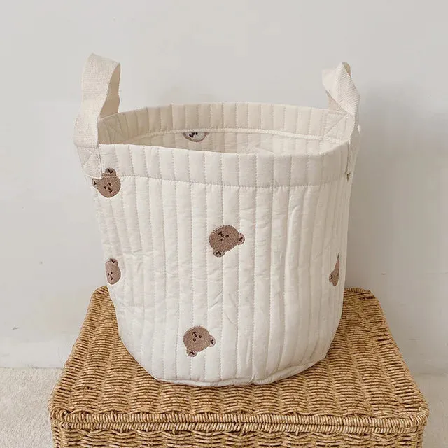 INS Baby Bags Cute Bear Embroidery Diaper Bag Caddy Nappy Cart Storage Mummy Maternity Bag
