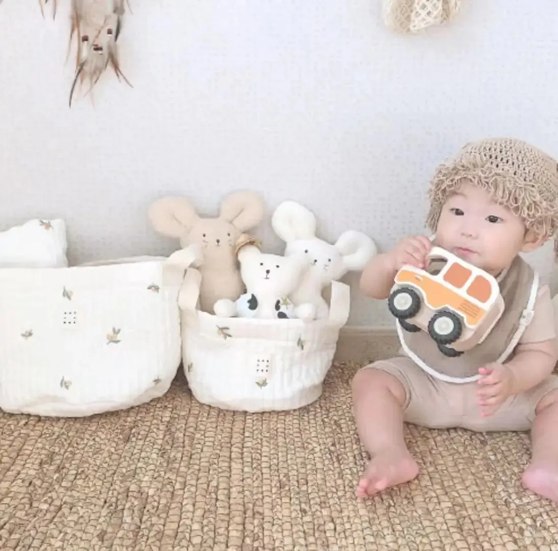 INS Baby Bags Cute Bear Embroidery Diaper Bag Caddy Nappy Cart Storage Mummy Maternity Bag