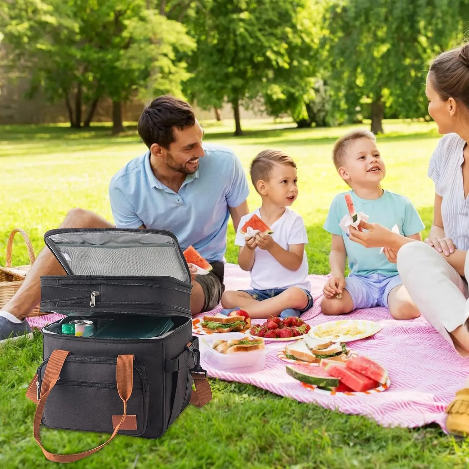 Insulated Cooler Bag,Waterproof Lunch Box - Insulated Soft Cooler Large Foldable Cooler Bag, Lunch Coolers for Picnic, Beach, Work, Trip, 18L