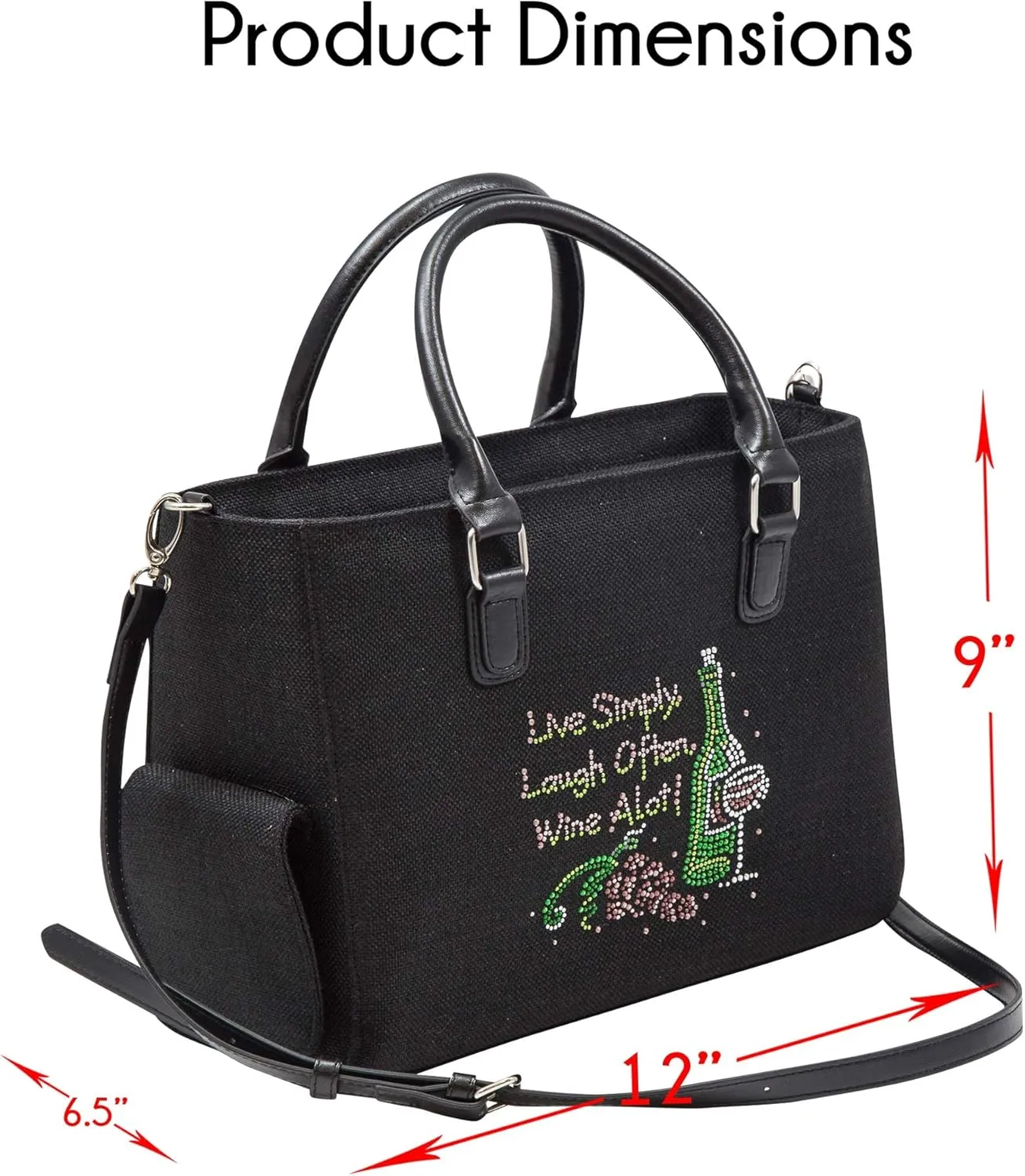 Insulated Drink Purse w/ 3L Bladder Bag | Thermal Hot and Cold Storage | Portable Drinking Dispenser for Wine, Cocktails, Beer, Alcohol | PU Leather Finish (Live Laugh)