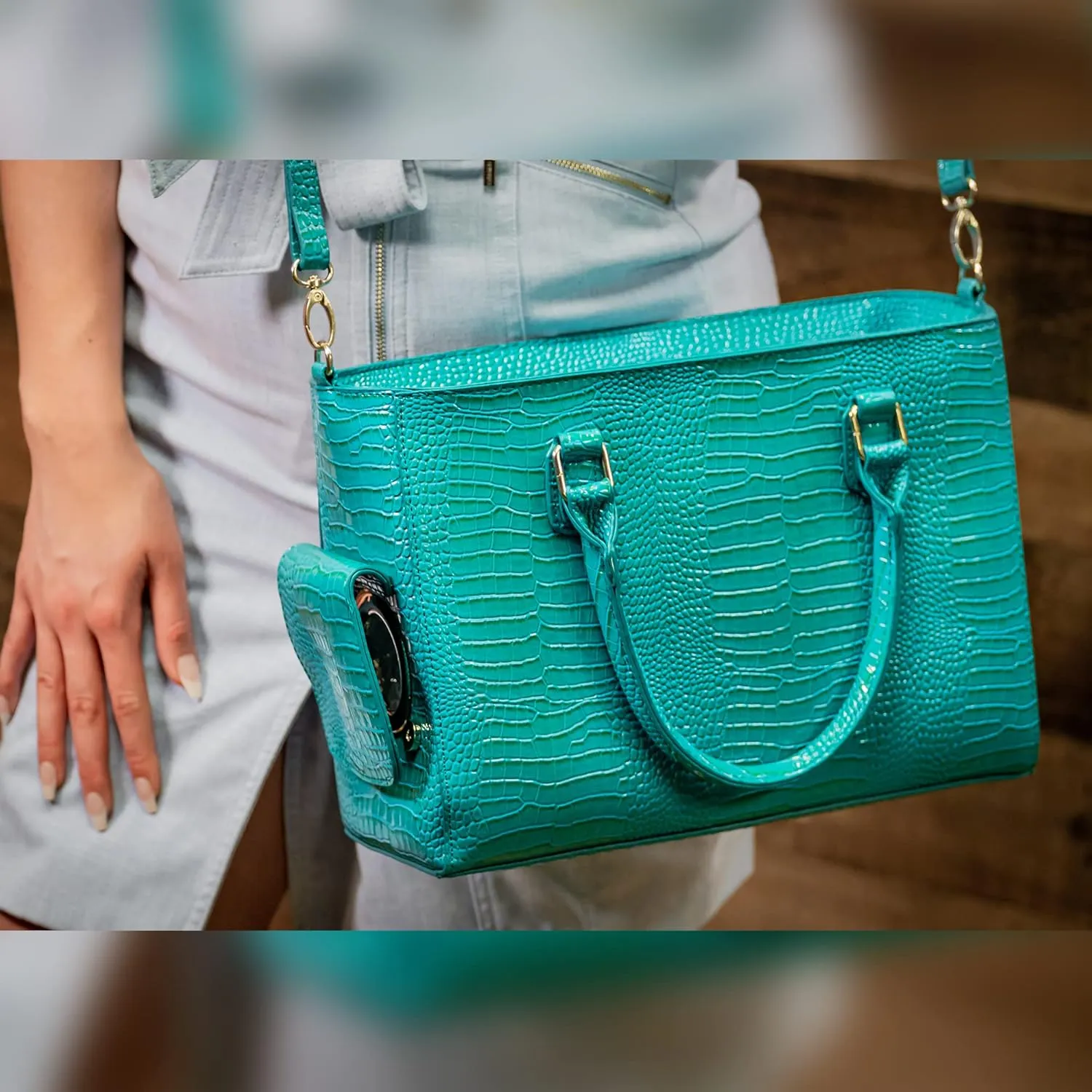 Insulated Drink Purse w/ 3L Bladder Bag | Thermal Hot and Cold Storage | Portable Drinking Dispenser for Wine, Cocktails, Beer, Alcohol | PU Leather Finish (Live Laugh)