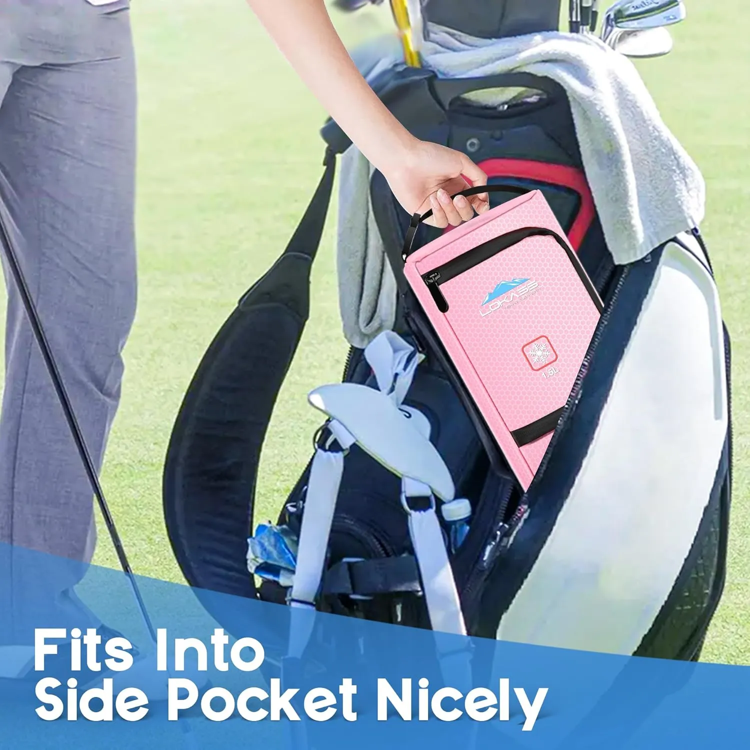 Insulated Golf Cooler Bag, Portable Camping Cooler Case, Unisex Soft Waterproof Beer Sleeve for Drinks/Bottled Water/Umbrella, for Daily Work/Travel/Hiking