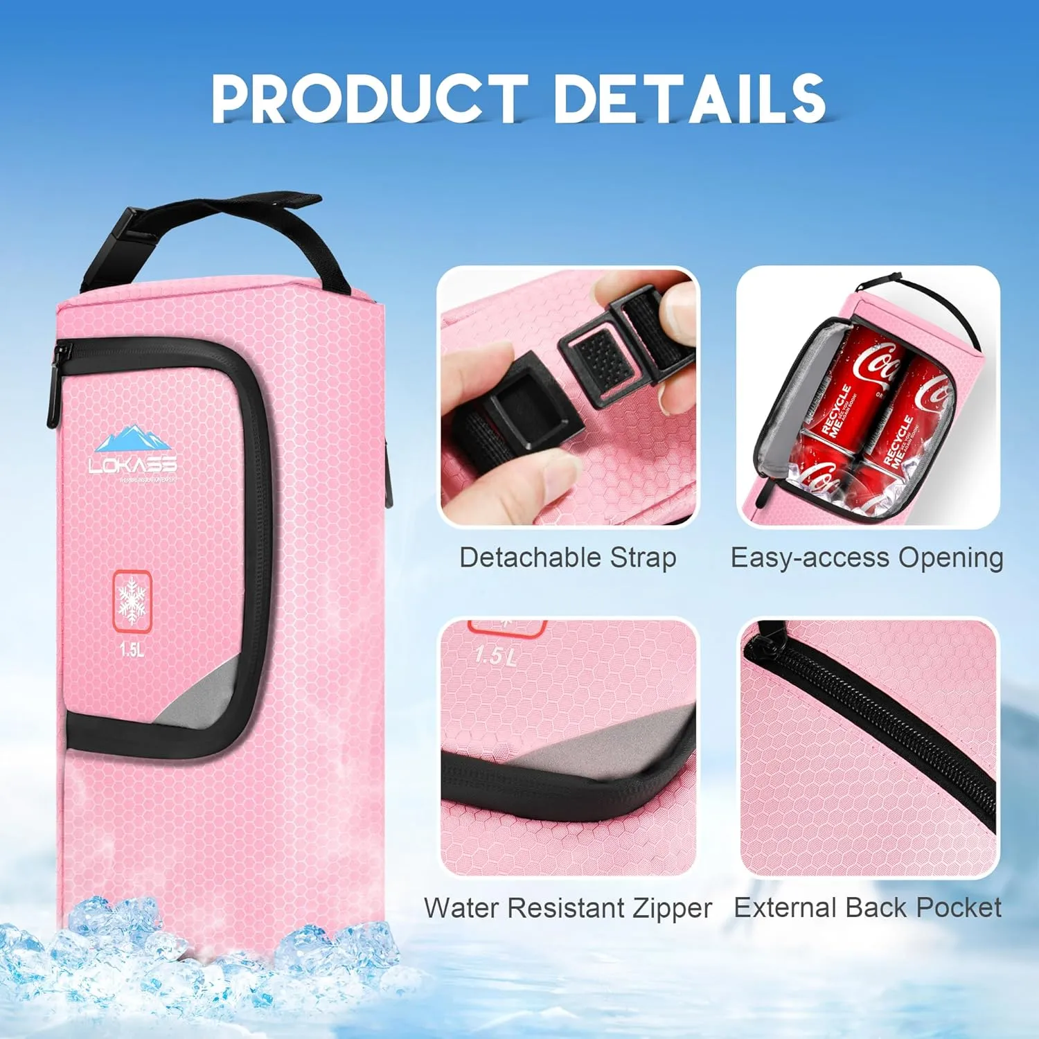 Insulated Golf Cooler Bag, Portable Camping Cooler Case, Unisex Soft Waterproof Beer Sleeve for Drinks/Bottled Water/Umbrella, for Daily Work/Travel/Hiking