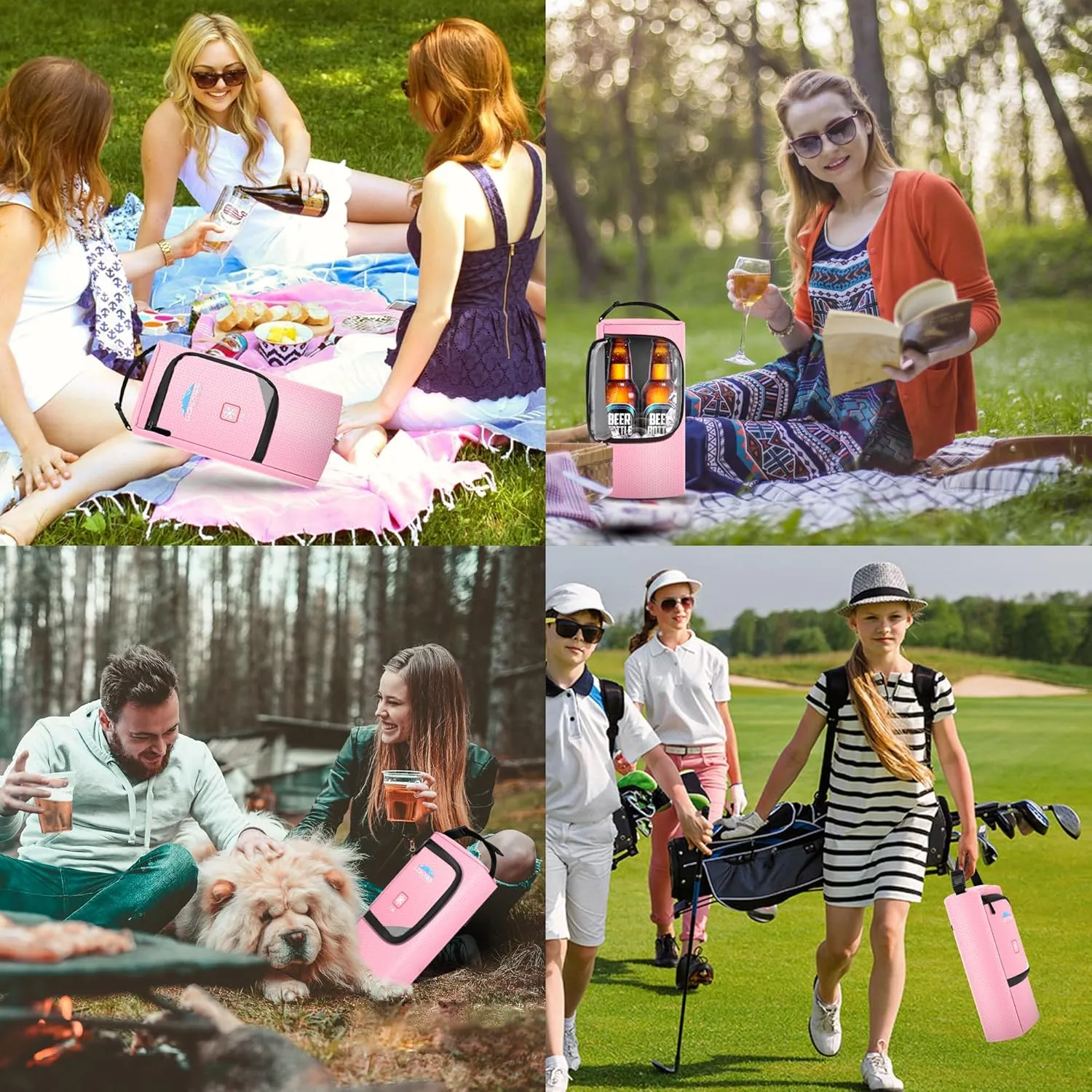 Insulated Golf Cooler Bag, Portable Camping Cooler Case, Unisex Soft Waterproof Beer Sleeve for Drinks/Bottled Water/Umbrella, for Daily Work/Travel/Hiking