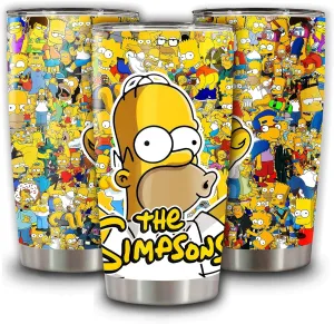 Insulated Tumbler Stainless Steel Simpsons Tea Vacuum Mug Coffee Travel Cup Bottle 20 Oz Tumblers Gifts For Father's Mother's Day Birthday Christmas Holidays