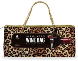 Insulated Wine Bag Trendy Women's Clutch Bag | Holds 1 Standard Bottle of Wine | Fashionable Lunch Bag Purse (Cheetah Heel)