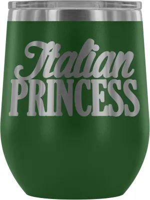 Insulated Wine Tumbler with Lid – Italian Princess - 12 oz Stemless Stainless Steel Wine Glass – Double Wall Vacuum Insulated Travel Cup for Wine, Coffee, Cocktails – Lightweight & BPA Free