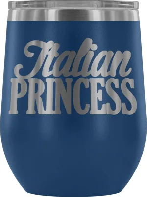 Insulated Wine Tumbler with Lid – Italian Princess - 12 oz Stemless Stainless Steel Wine Glass – Double Wall Vacuum Insulated Travel Cup for Wine, Coffee, Cocktails – Lightweight & BPA Free