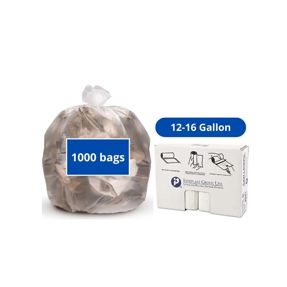 Inteplast EC243306N 12-16 Gallon Capacity, 33" Length x 24" Width x 6 Micron Thickness, Natural Color, High-Density Commercial Coreless Roll Can Liner (Case of 20 Roll, 50 Bags per Roll)