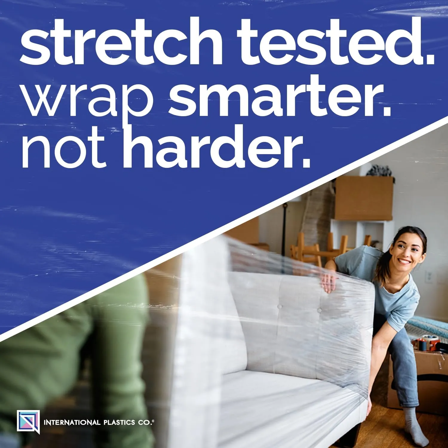 International Plastics Co. 2 Pack of 5" Plastic Stretch Film Wrap with Handles 1000 feet Each 500% Stretch Ability