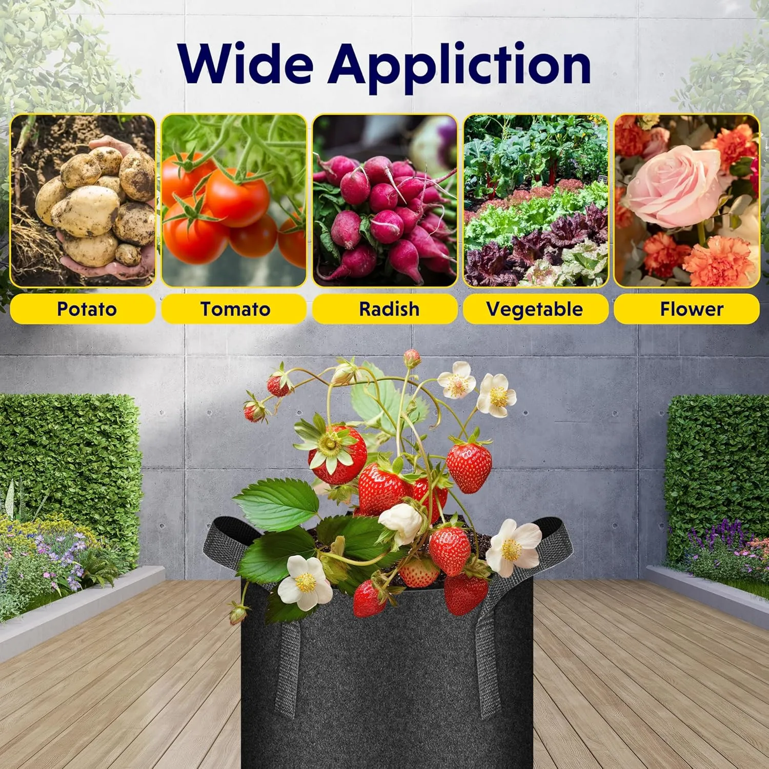 iPower 20 Pack 10 Gallon Grow Bags, Garden Planting Nonwoven Fabric Pots with Reinforced Handle, Heavy Duty and Aeration Planter Pot for Tomato, Fruits, Vegetables and Flowers