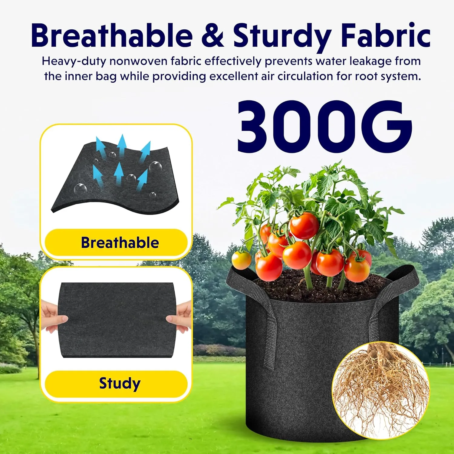 iPower 20 Pack 10 Gallon Grow Bags, Garden Planting Nonwoven Fabric Pots with Reinforced Handle, Heavy Duty and Aeration Planter Pot for Tomato, Fruits, Vegetables and Flowers