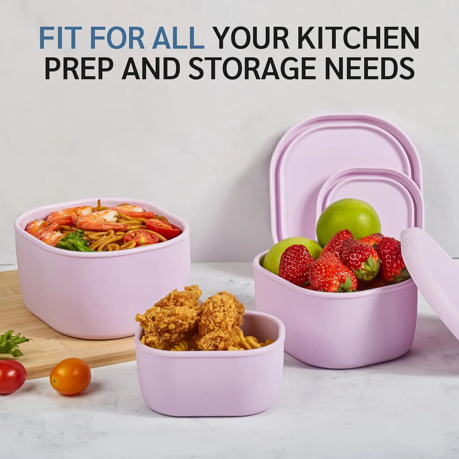 ISSEVE 12Pcs/Set Nesting Silicone Food Storage Containers with Lids, BPA Free Reusable Meal Prep Silicone Containers Airtight, Freezer Dishwasher Safe (33.8oz, 20oz, 10oz, 6.7oz, 1.3oz) (Purple)