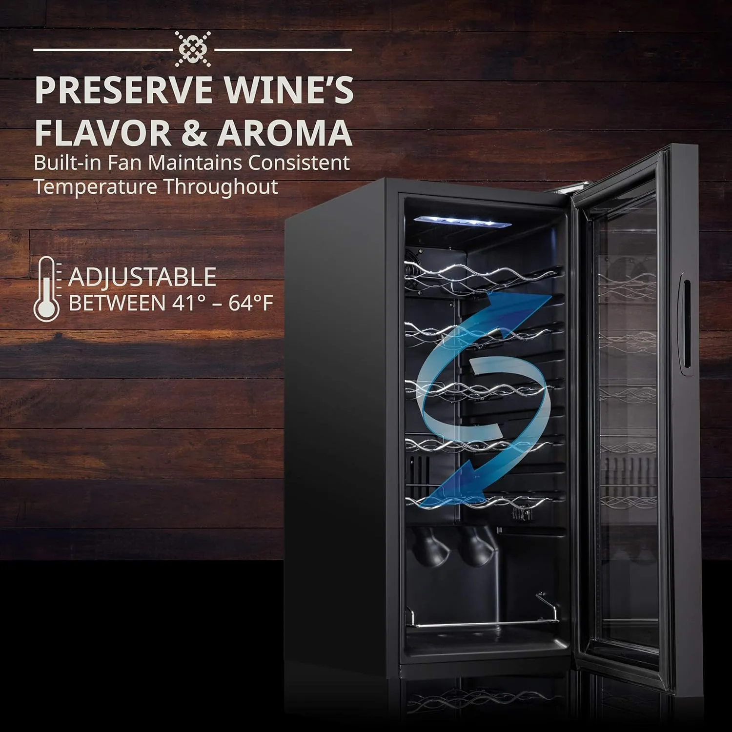 Ivation 18 Bottle Compressor Wine Cooler Refrigerator w/Lock, Large Freestanding Wine Cellar For Red, White, Champagne or Sparkling Wine, 41f-64f Digital Temperature Control Fridge Glass Door Black