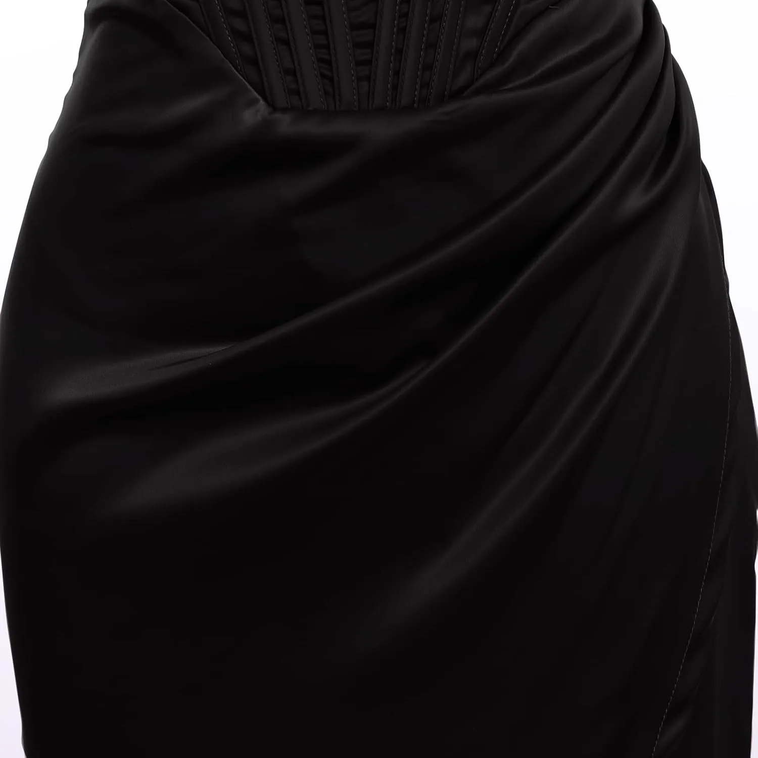 IWEMEK Womens Off Shoulder Split Bustier Corset Satin Dress Strapless Backless High Slit Bodycon Ruched Cocktail Party Dress