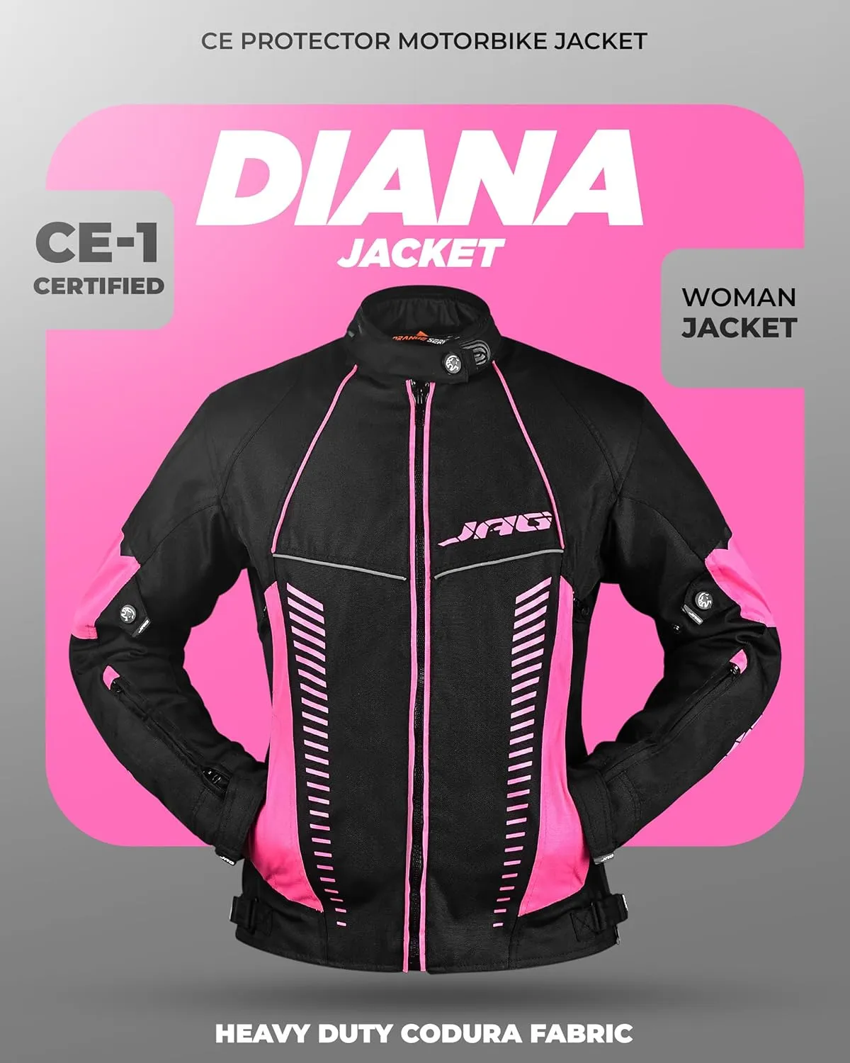 JAG Touring Motorcycle Jacket for Women, All Season Adventure Women's Dual Sport Jacket with CE Armor Cordura Fabric