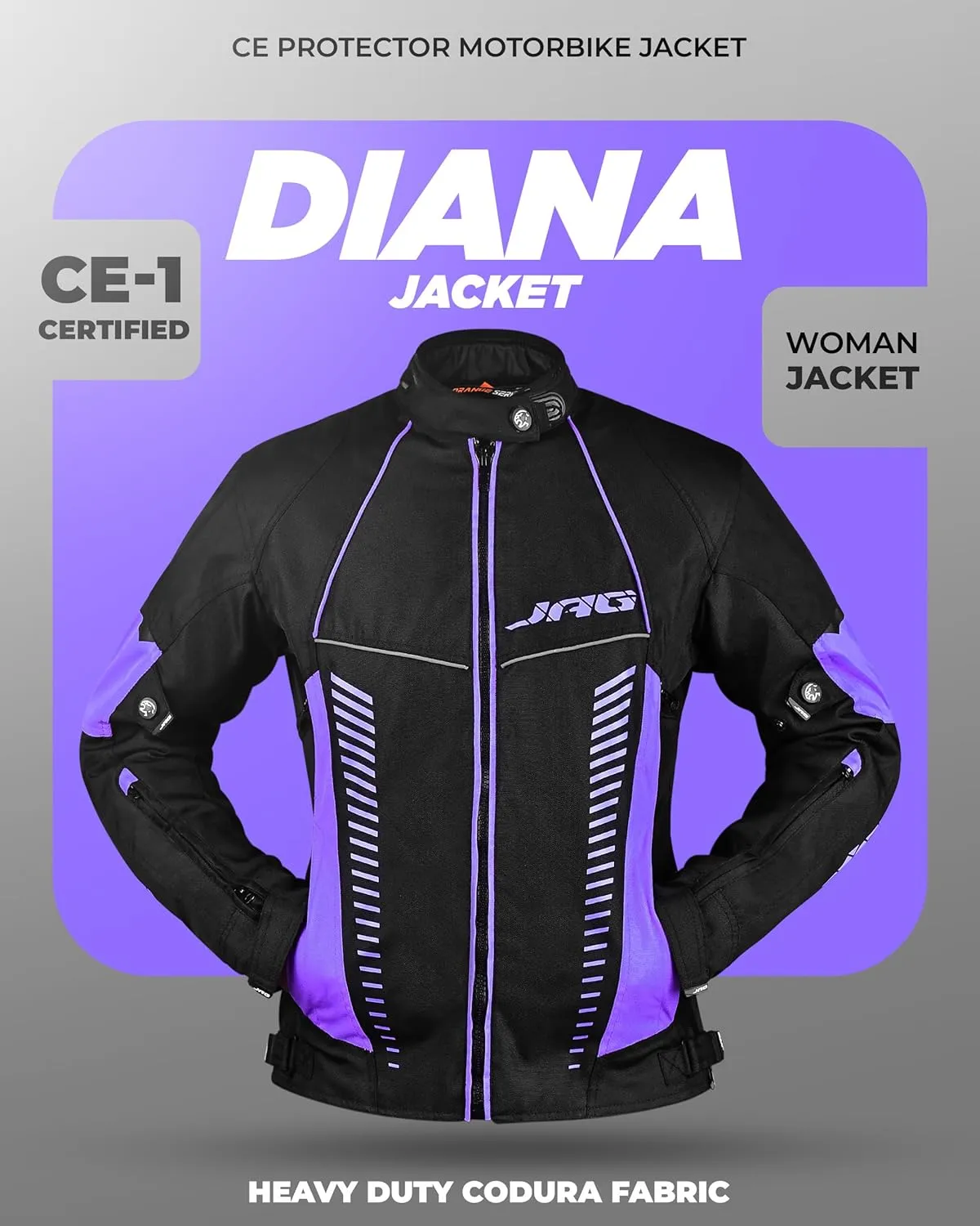 JAG Touring Motorcycle Jacket for Women, All Season Adventure Women's Dual Sport Jacket with CE Armor Cordura Fabric