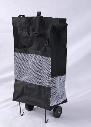 J&J Home Fashion Wheeled Shopping or Laundry Cart-Black