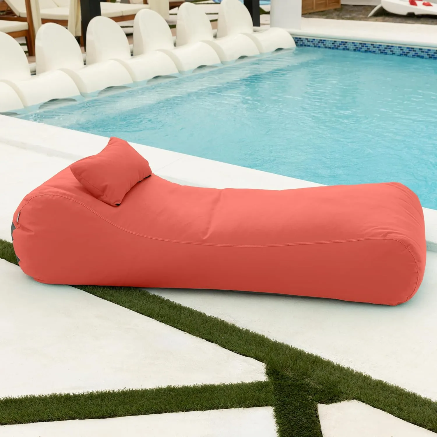 Jaxx Arlo Outdoor Bean Bag Sun Lounger - Pool and Patio Chaise Recliner, Flamingo