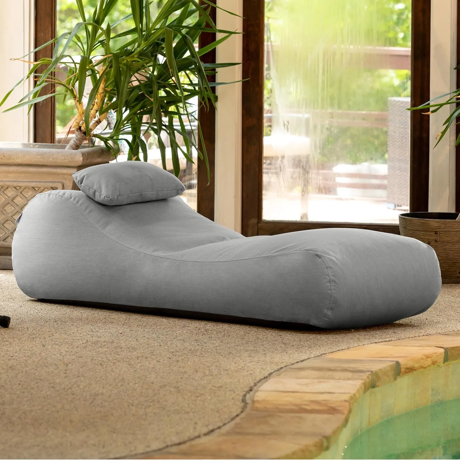 Jaxx Arlo Outdoor Bean Bag Sun Lounger | Pool Patio Chaise Recliner |, Granite