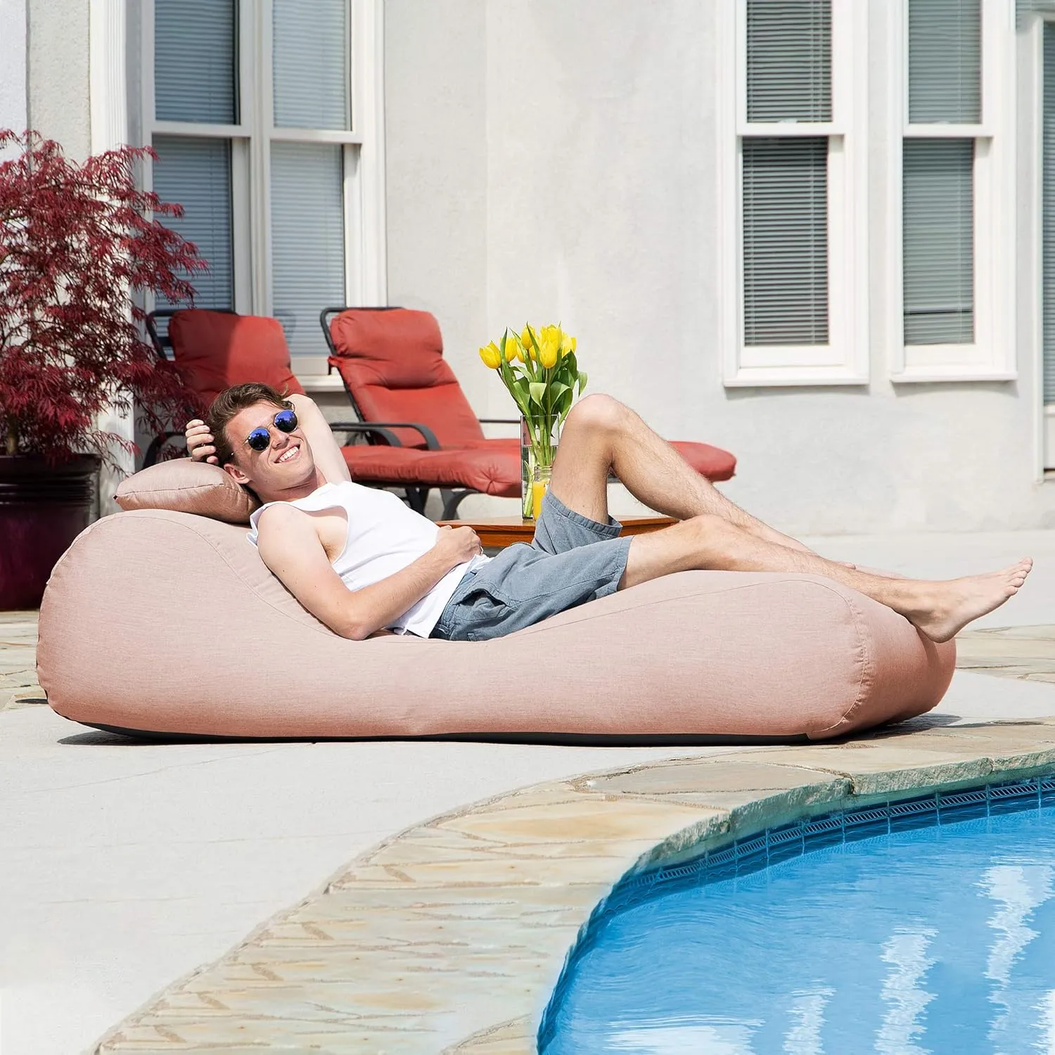 Jaxx Arlo Outdoor Bean Bag Sun Lounger | Pool Patio Chaise Recliner |, Petal