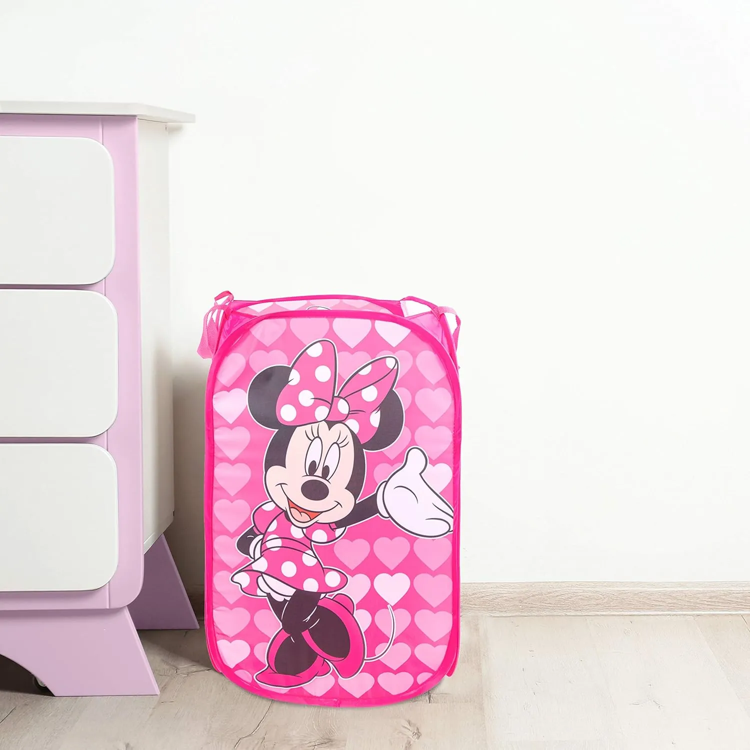 Jay Franco Disney Minnie Mouse Pop Up Hamper - Mesh Laundry Basket/Bag with Durable Handles (Official Disney Product)