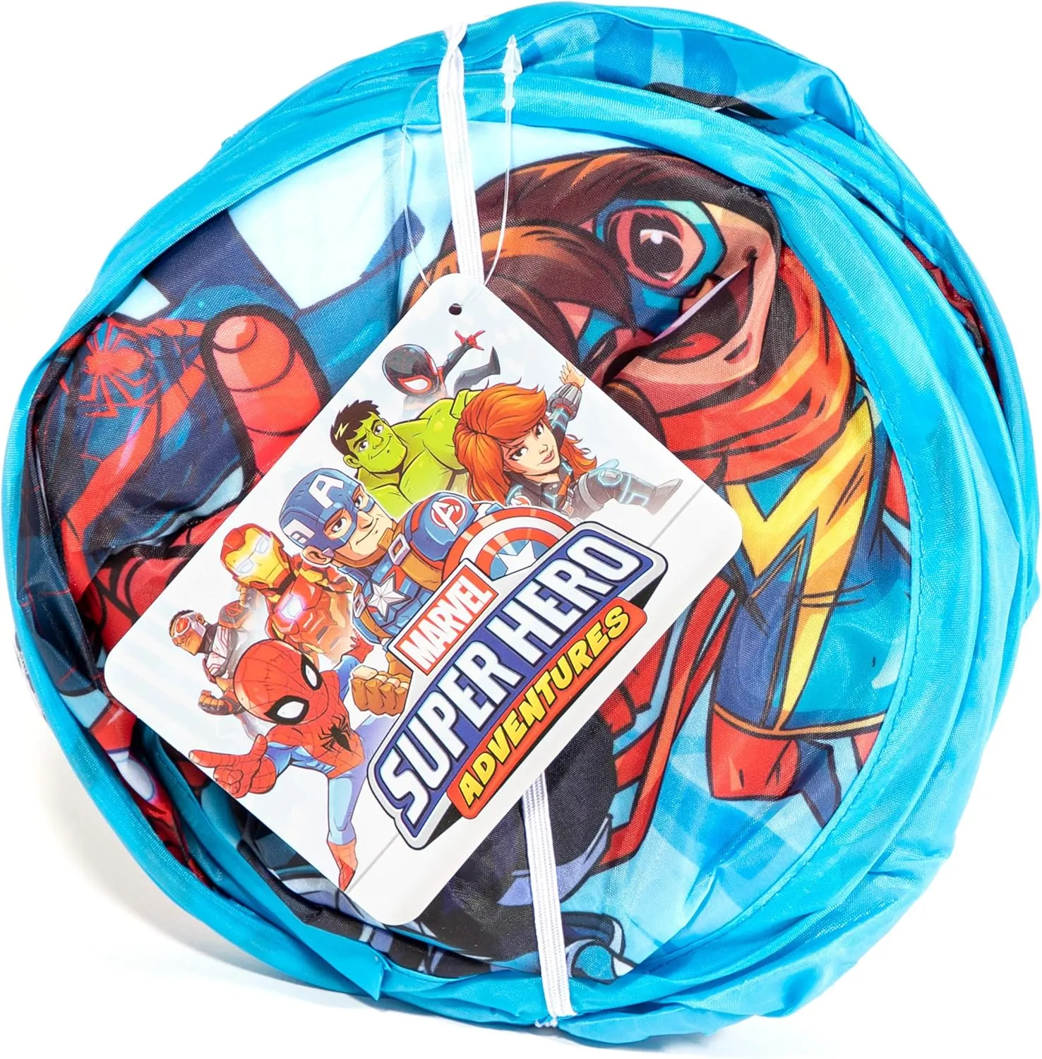 Jay Franco Marvel Super Hero Adventures Pop Up Hamper - Mesh Laundry Basket/Bag with Durable Handles - Features Spiderman, Iron Man, Captain America & Thor (Official Marvel Product)