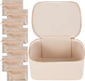 Jewelry Box Organizer Portable Case Box with 8 Bags PU Leather Travel Box Practical Storage Box Jewelry Holder Box for Ring Necklace