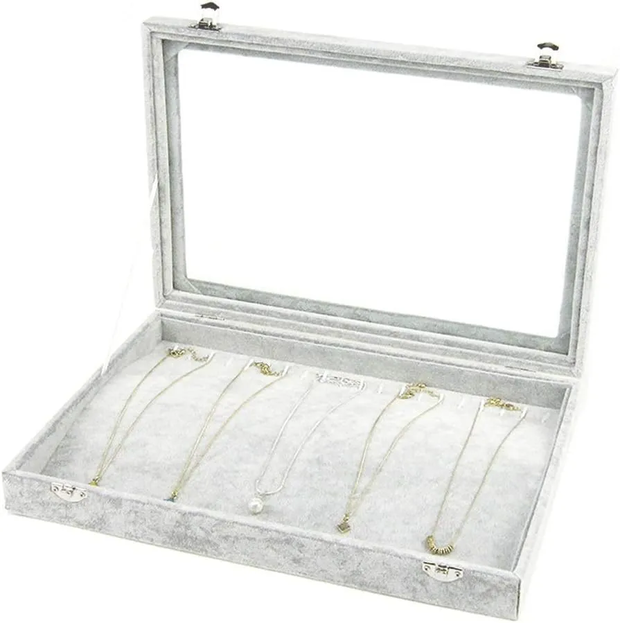 Jewelry Boxes Jewelry Box with Clear Glass Lid 10 Different Designs Velvet Jewelry Organizer Box Jewelry Showcase for Watch Earrings Rings Jewelry Organizer (Jewelry Box F)