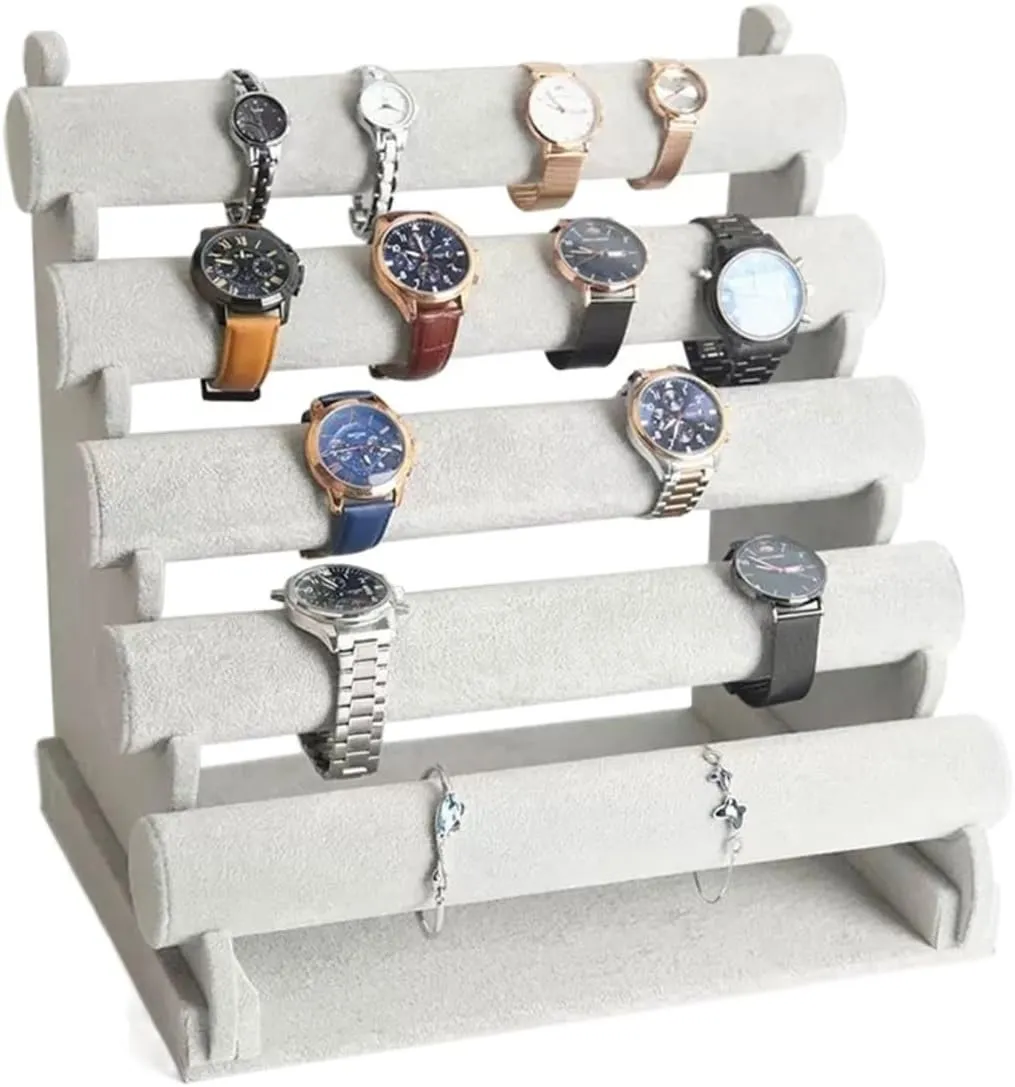 Jewelry Holder Jewelry Organizer Stand 5 Tier Bracelet Holder Jewelry Display Stand Detachable Velvet Bracelet Watch Display Stand Necklace Storage Holder Jewelry Stand Necklace Organizer(A)