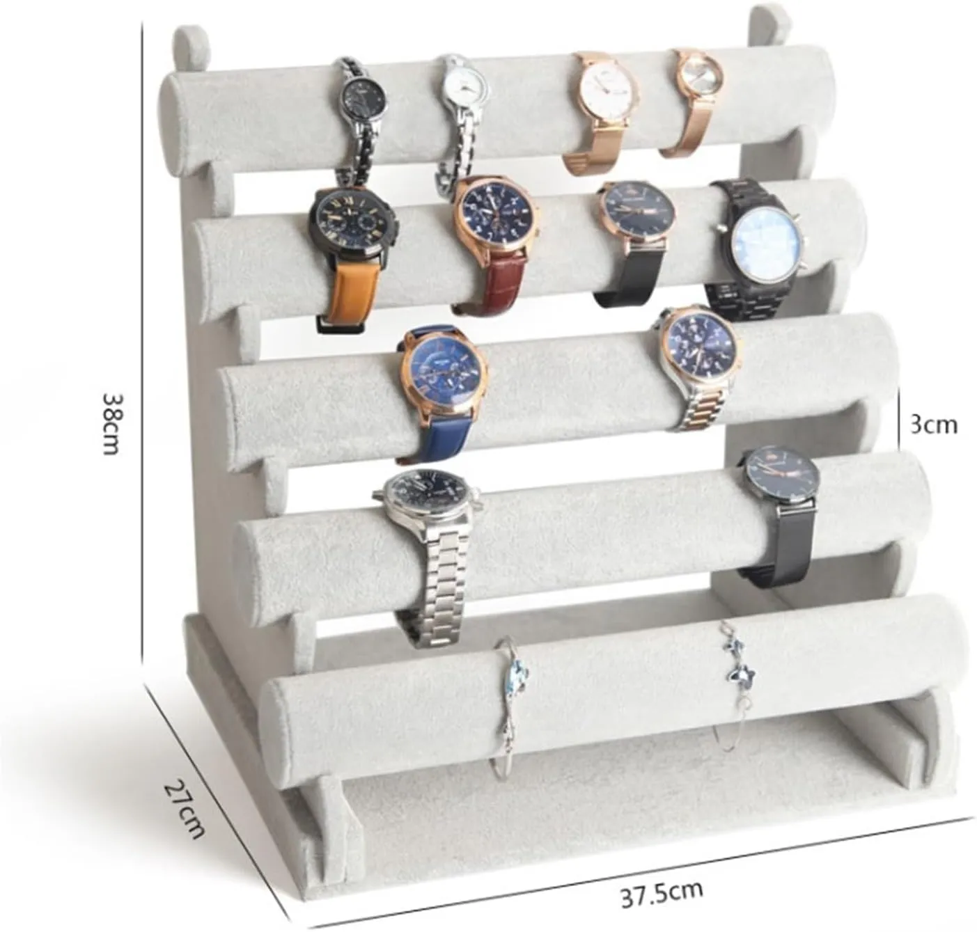 Jewelry Holder Jewelry Organizer Stand 5 Tier Bracelet Holder Jewelry Display Stand Detachable Velvet Bracelet Watch Display Stand Necklace Storage Holder Jewelry Stand Necklace Organizer(A)