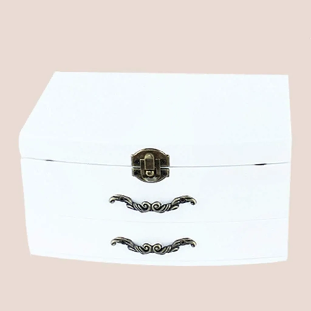 Jewelry Holder Three Layers Jewelry Display Box Earrings Necklaces Storage Box Nordic Double Layer Jewelry Box for Women Watch Cabinets (Color : A)