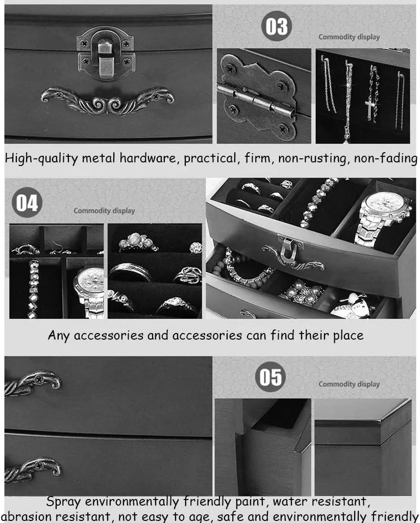 Jewelry Holder Three Layers Jewelry Display Box Earrings Necklaces Storage Box Nordic Double Layer Jewelry Box for Women Watch Cabinets (Color : A)