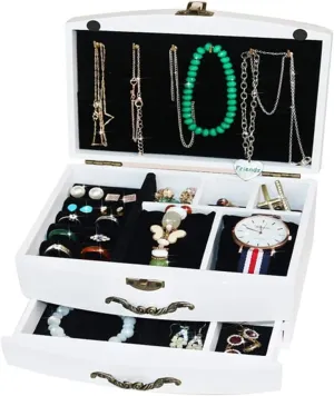 Jewelry Holder Three Layers Jewelry Display Box Earrings Necklaces Storage Box Nordic Double Layer Jewelry Box for Women Watch Cabinets (Color : A)